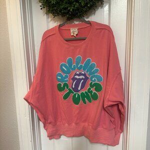 Fantastic Fawn: The Rolling stones Pink Oversized Sweater-Medium